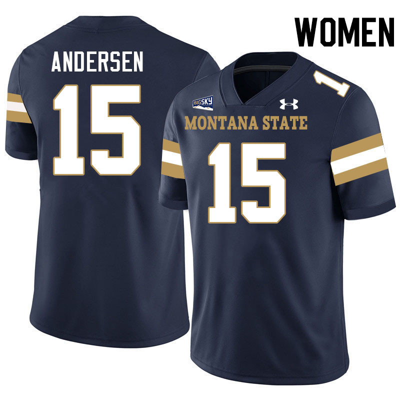 Women #15 Troy Andersen Montana State Bobcats Jerseys Football Stitched-Navy